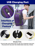 ProEtrade Backpack for College Sturdy Bookbag Travel Business with USB Charging Port Laptop compartment Chest Straps Anti Theft Night Light Reflective (Purple)
