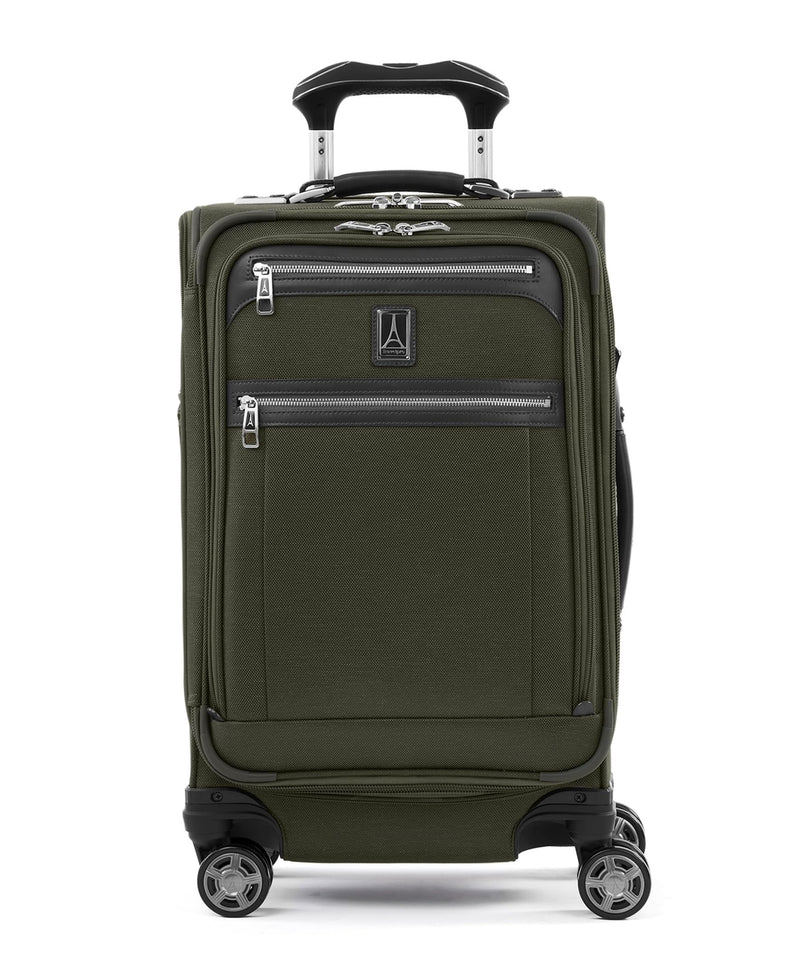 Travelpro Platinum Elite Softside Expandable Carry on Luggage, 8 Wheel Spinner Suitcase, USB Port, Suiter, Men and Women, Pilot Green, Carry On 21-Inch
