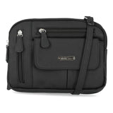 MultiSac Women's Zippy Triple Compartment Crossbody Bag, Black, One Size