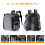 GROXKOX Cat Backpack Carrier,Double Side Expandable Cat Carrier Backpack,Dog Carrier Backpack for Medium Cats and Small Dogs,Puppies Up to 20 Lbs,Pets Carrier Backpack with Breathable Mesh(Grey)