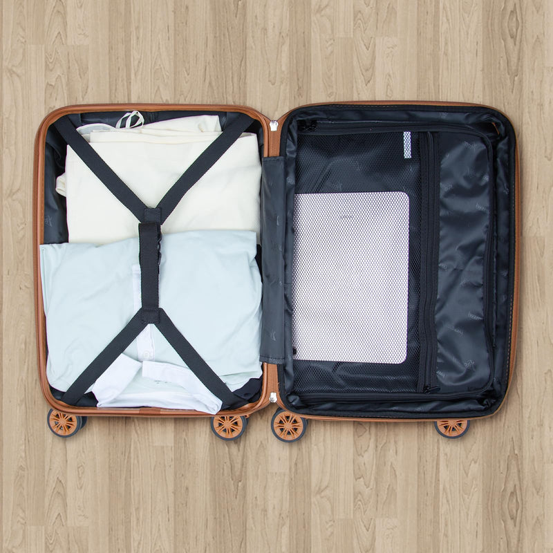 Romswi 26" Medium Checked Luggage, Expandable Checked-Medium Hardshell Suitcase with Double Spinner Wheels for 20% More Space, Hardside Luggage, Scratch-Resistant & YKK Zipper White