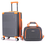 Rockland Napa Valley 2 PC Set Carry On with Spinner Wheels and a 14" Polyester Tote Bag, Charcoal, 14", 20"