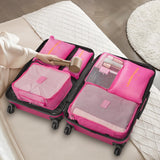 3 Piece Luggage Sets ABS Hardshell Suitcase with Spinner Wheels with 6PC Packing Bags(20/24/28inch)