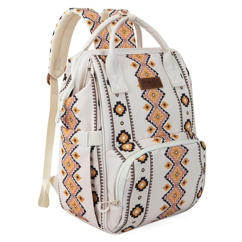 Wrangler Aztec Backpack Organized Daypack Travel Baby Bag with Stroller Strap and Side Bottle Pockets WG2204-9110TN