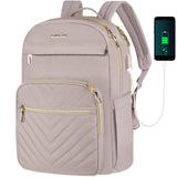 VANKEAN Laptop Backpack for Women with USB Port,15.6 Inch Laptop Computer Bag Travel Backpack Purse,Waterproof Work Business Backpack College Teacher Bags, Light Dusty Pink