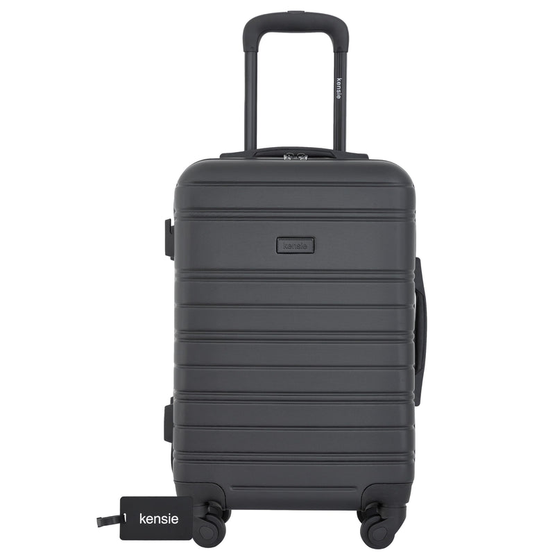 kensie 22" Peonies Hardside Carry-On Luggage with ID Tag, Black