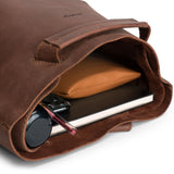 Heather's, Convertible Backpack to Shoulder Bag, Spacious Crossbody for Women, Squared Purse, Small Diaper Caddy, Commuting and Traveling, Full Grain Leather, Handmade, Bourbon Brown