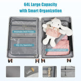 advwin 20" Carry-On Luggage with Seat for Kids & Adults, Lightweight Hardside Ride-On Suitcase with Front Opening, TSA Lock, 360° Spinner Wheels (Pink, 20-inch)