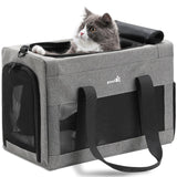 Airline Approved Cat Carrier, Pet Carrier Soft-Sided, Portable Dog Carrier with Stable Structure, TSA Approved Pet Carrier for Pets Less Than 12lbs, Cat Carrier Bag Suitable for Travel, Gray