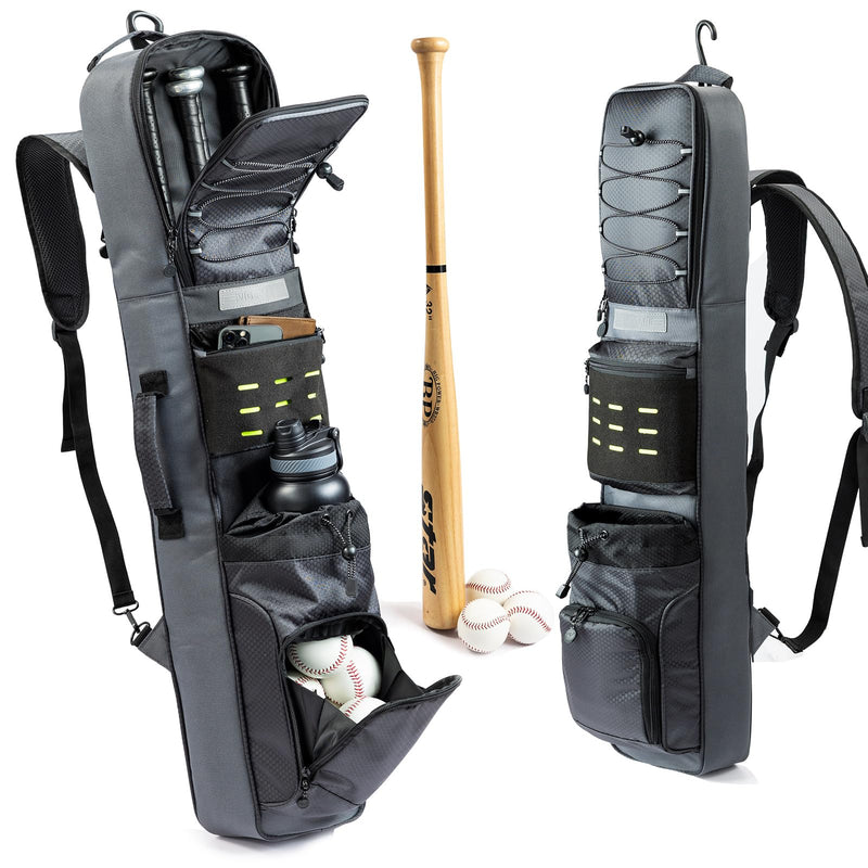 VIGEGARI Baseball Bat Bag Backpack Holds 4 Bats, Slim Bat-Focused Design for Youth & Adults, Baseball Bag with Fence Hook, Padded Bat Case with Ball Pocket, Softball & T-Ball Bat Carrying Bag