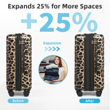 LARVENDER 28 Inch Checked Luggage with Spinner Wheels, PC+ABS Expandable Large Suitcases with Wheels, Travel Luggage sets for Women and Men, Cheetah