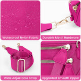 Lushandy Bum Bag Women's Checkered Crossbody Bag Nylon Cross Body Bags Plaid Mom Everyday Purse for Travel (Pure Hot Pink)
