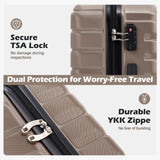 Coolife Luggage Sets, 3 Piece Hard Shell Suitcase Set with Spinner Wheels, Expandable Large Checked Luggage, Lightweight Rolling Carry On with TSA Lock Brown