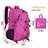 Goloni 45L Hiking Backpack Lightweight Foldable, Waterproof Camping Backpack with Rain Cover & Hiking Pole Mat Carrying System, Ergonomic Water Resistant Daypack for Trekking Travel Men Women Rose