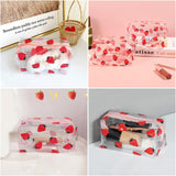 CarryEpic Clear Makeup Bag, Small Clear Toiletry Bag for Travel, Cosmetic Makeup Organizer Bags with Zipper, Plastic PVC Pouch Transparent Zip for Purse Reusable TSA Approved Quart Size (Strawberry)