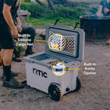 RTIC 52 Quart Ultra-Light Wheeled Hard Cooler Insulated Portable Ice Chest Box for Beach, Drink, Camping, Picnic, Fishing, Boat, Barbecue, 30% Lighter Than Rotomolded Coolers, Trailblazer