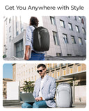 BAGSMART Laptop Backpack for Men, Backpack with Retractable Cable, 15.6 Inch Business Backpack, College Computer Backpack, Black