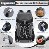 RAINSMORE Foldable Hiking Backpack for Women Men Packable Camping Backpack 40L Waterproof Hiking Daypack Bag Lightweight Collapsible Daypack for Travel Trekking Mountaineering Large Capacity Black