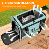 PAPZER Cat Carrier Soft-Sided Travel Bag for Medium to Large Cats Over 15lbs, Small Dog Carrier Crate Top Entry Breathable Mesh Puppy 12 Pounds, Pet Rabbit Carrying Cage Kennel Collapsible Teal