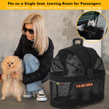 PAWZIDEA Portable Small Dog Crate for Car Travel up to 33lb, Enclosed Dog Car Seat Soft-Sided, Escape-Proof Reversible No-Zip Canopy, Foldable Pet Carrier Seatbelt for Small Medium Puppy & Cats Kennel