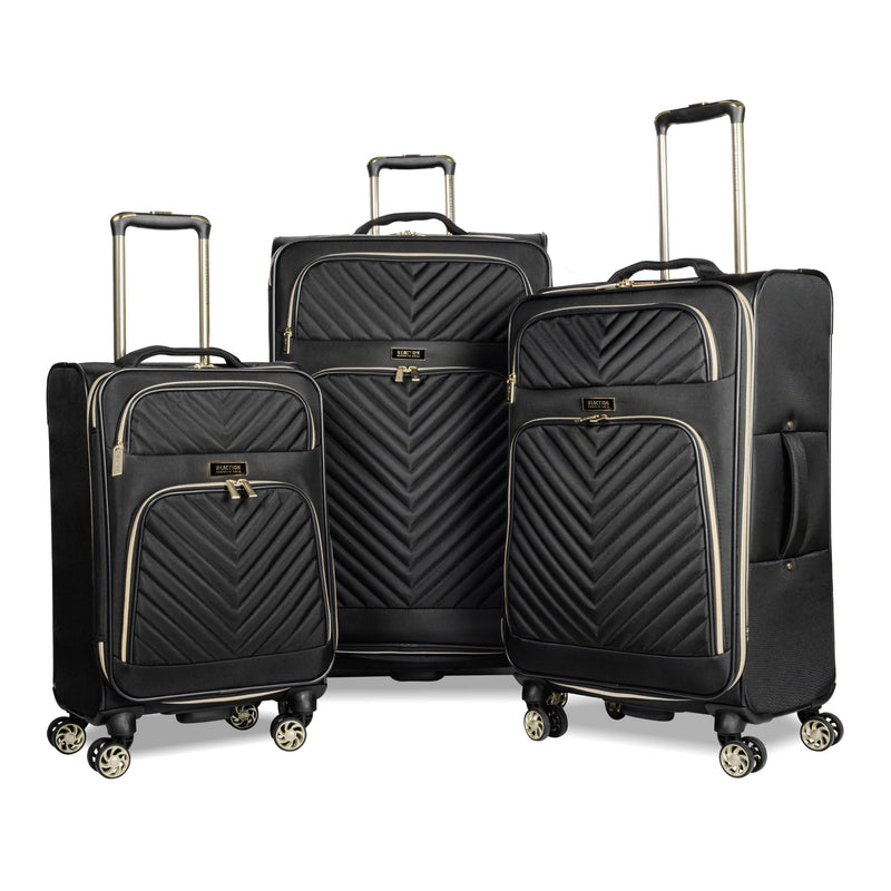 Kenneth Cole REACTION Chelsea Chevron Quilted Luggage, Black, 3-Piece Set (20"/24"/28")