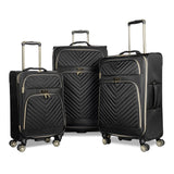 Kenneth Cole REACTION Chelsea Chevron Quilted Luggage, Black, 3-Piece Set (20"/24"/28")