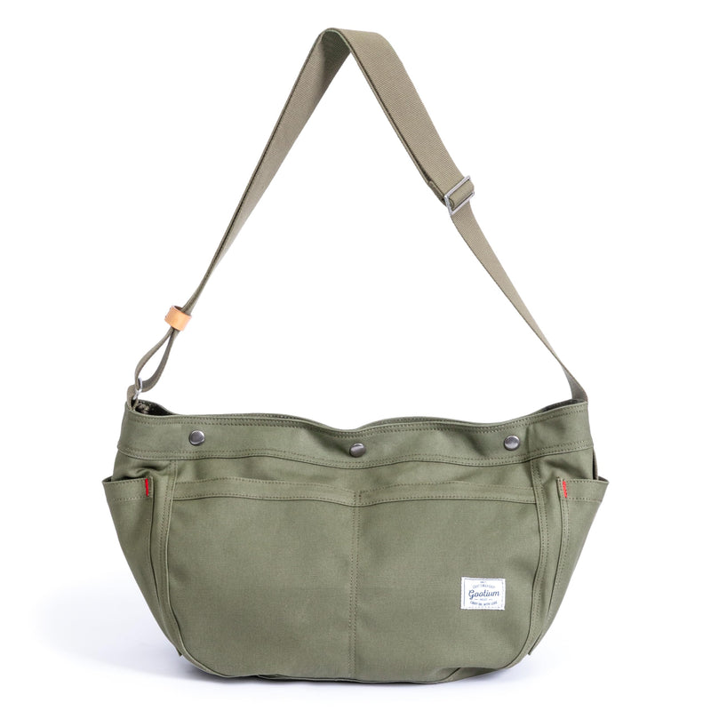 GOOTIUM Canvas Crescent Bag, Hobo Crossbody Bag for Men and Women, Durable Casual Shoulder Messenger Bag with Contrast Lining, Olive