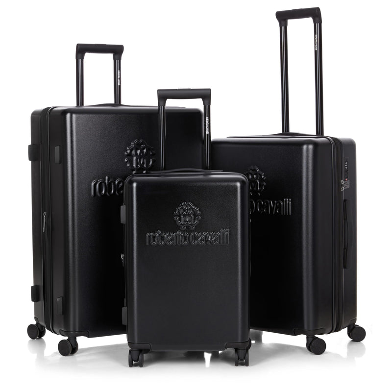 ROBERTO CAVALLI LOGO Luxury 3 Piece Luggage Set, Expandable Hard Shell Suitcases with 8 Spinner Wheels, Combination Lock Large Suitcase Set for Men and Women -Navy Blue