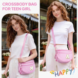 YOOLIFE Birthday Gifts for 10 11 12 13 14 15 16 17 Year Old Teen Girls, Crossbody Bags Bum Bag for Women Girls Wallets Purse, Initial Fanny Pack Belt Bag for Teen Girl Monogram Sling Bags, Pink (E)