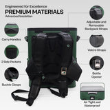 Quiksilver Zipperless Backpack Cooler 30L, Holds 36 Cans, 48 Hour Insulation, Leakproof & Waterproof Design, Heavy Duty TPU, IPX7, Padded Straps, Kangaroo Pockets, Bottle Opener (Trekking Green)
