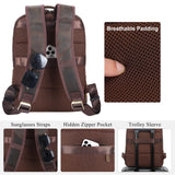 TIDING Leather Laptop Travel Backpack for Men Fits 15.6" 16" Computer, Large Business Work Bag Vintage Overnight Weekender Daypack Camping Rucksack