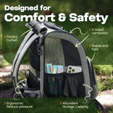 Tirige Premium Dog & Cat Carrier Backpack for Travel, Hiking & Vet Visits - Solid Durable Pet Backpack with Breathable Mesh, Safety Strap, Anti-Anxiety Curtain & Storage Pockets, Gray