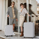 AnyZip Luggage Sets 2 Piece Aluminum Frame Carry On and Checked Suitcase PC ABS Hard Shell TSA Lock No Zipper(Silver, 20/28)