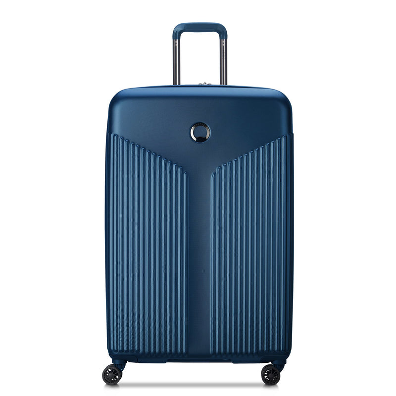 DELSEY PARIS Comete 3.0 Hardside Expandable Luggage with Spinner Wheels, Blue, Checked-Large, 28 Inch