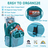 VASCHY Kids Backpack Lunch Bag Set, Girls 2-1 School Bookbag Insulated Lunch Box for Toddlers Preschool,Daycare,Kindergarten,Elementary School Green