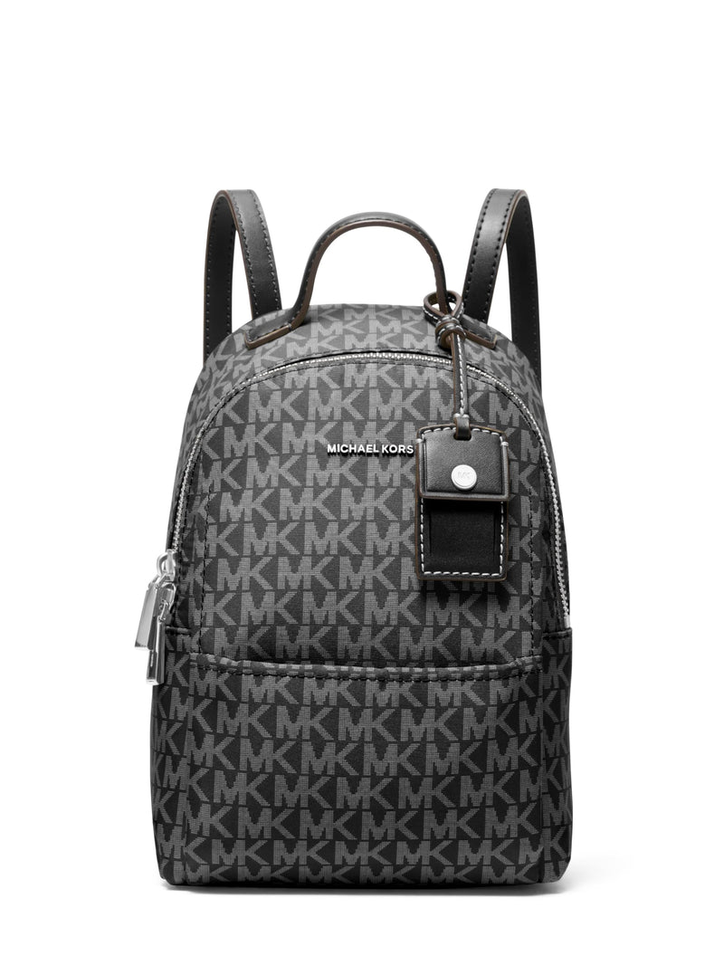 Michael Kors Sable Extra Small Covertible Messenger Backpack, Silver-Tone Hardware/Tonal MK Signature Nylon/Black
