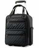 LUGGEX Underseat Carry On Luggage with Wheels, UDK Stylish Lightweight Under Seat Luggage, Soft Sided Personal Item Suitcase for Short Trip (UX-Core, All Black, 16 Inch)