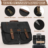 RAINSMORE Messenger Bag for Men 15.6-17.3 Inch Laptop Bag Water-resistant Canvas Briefcase Large Computer Satchel Shoulder Bag for Work College Travel, Black