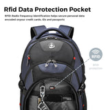 Swissdigital Design Laptop Backpack with USB Charging Port, Travel Backpack Fits 15.6 inches Computer, 31L College School Backpack for Men, Blue/Black | SD803-12