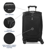 Travelpro Crew Classic Lightweight Softside Expandable Carry on Luggage, 8 Wheel Spinner Suitcase, Men and Women, Compact Carry On 20-Inch, Black