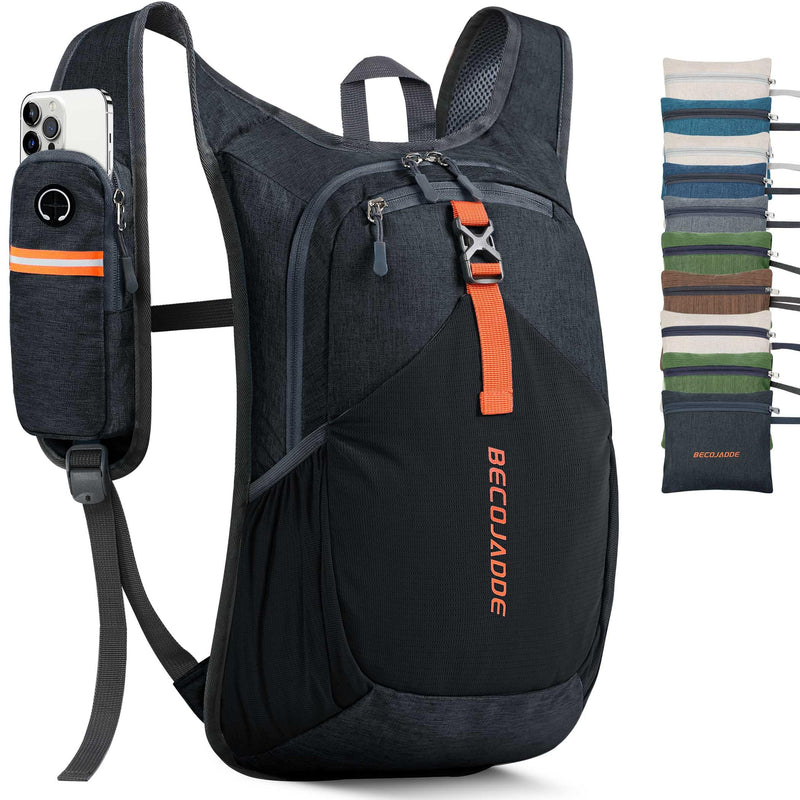 BECOJADDE 15L Small Hiking Backpack for Men Women Foldable Packable Back Pack Ultralight Hiking Daypack for Travel Camping Outdoor, Black