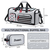 Bosstin Gym Bag for Men & Women, 45L Travel Duffle Sports Duffel Bag Gym Weekender Overnight Backpack with Shoe Compartment (Grey)