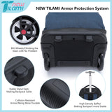 NEW TILAMI 19 inch Rolling Backpack Teens Rolling Backpack Cute Wheeled Laptop Backpack Bookbag Roller Travel Bag College, Navy Blue