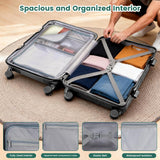 Faqy Z 20 Inch Aluminum Frame Carry On Luggage with Front Pocket, USB Port, Phone Holder & Cup Holder, Hard Shell Spinner Suitcase for Airplane Travel, Grey