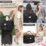 LOVEVOOK Travel Duffle Bag, Weekender Bags for Women with Shoe Compartment, Carry on Overnight Bag with Toiletry Bag, Gym Duffel Bag with Wet Pocket, Hospital Bags for Labor and Delivery, Black