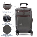 Travelpro Platinum Elite Softside Expandable Carry on Luggage, 8 Wheel Spinner Suitcase, USB Port, Suiter, Men and Women, Vintage Grey, Carry On 21-Inch