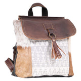 Myra Bag Hanging Buckle Aztec Purse for Women - Canvas Backpack Bag with Real Leather Detailing, Boho Handbags for Women with Cute Diamond Aztec Print, Casual Western Purse for Work, College