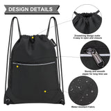 HOLYLUCK Drawstring Backpack Small Gym Bag with Mesh Pockets String Bag Backpack for Men Women, Black