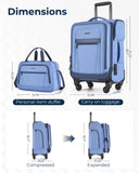 BAGSMART Carry-On Luggage Airline Approved, 20 inch Expandable Suitcase with Duffel bag, Softside Lightweight Suitcases with Spinner Wheels, Blue