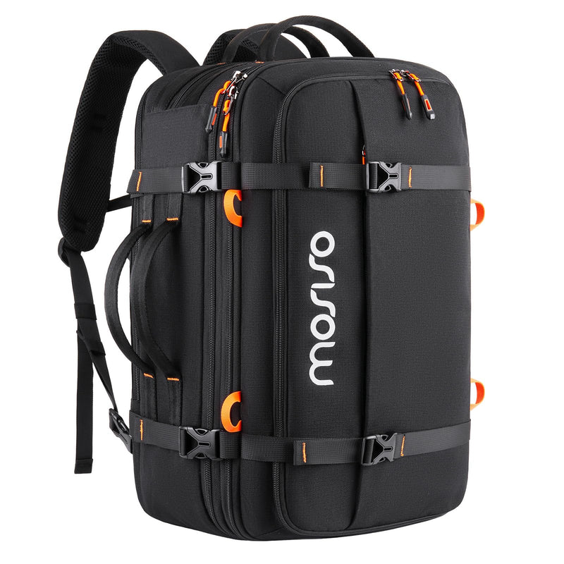MOSISO 40L Travel Backpack for Women Men, Large Rucksack Duffel Bag Flight Approved Carry on Daypack with USB Charging Port, 15.6 inch Laptop Computer Backpack for Business Work Commute, Black